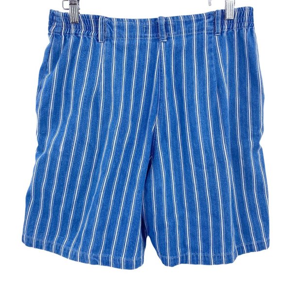 Vintage Studio Wear Mom shorts high waist pleated stripes size Medium 30W Blue - Picture 5 of 7